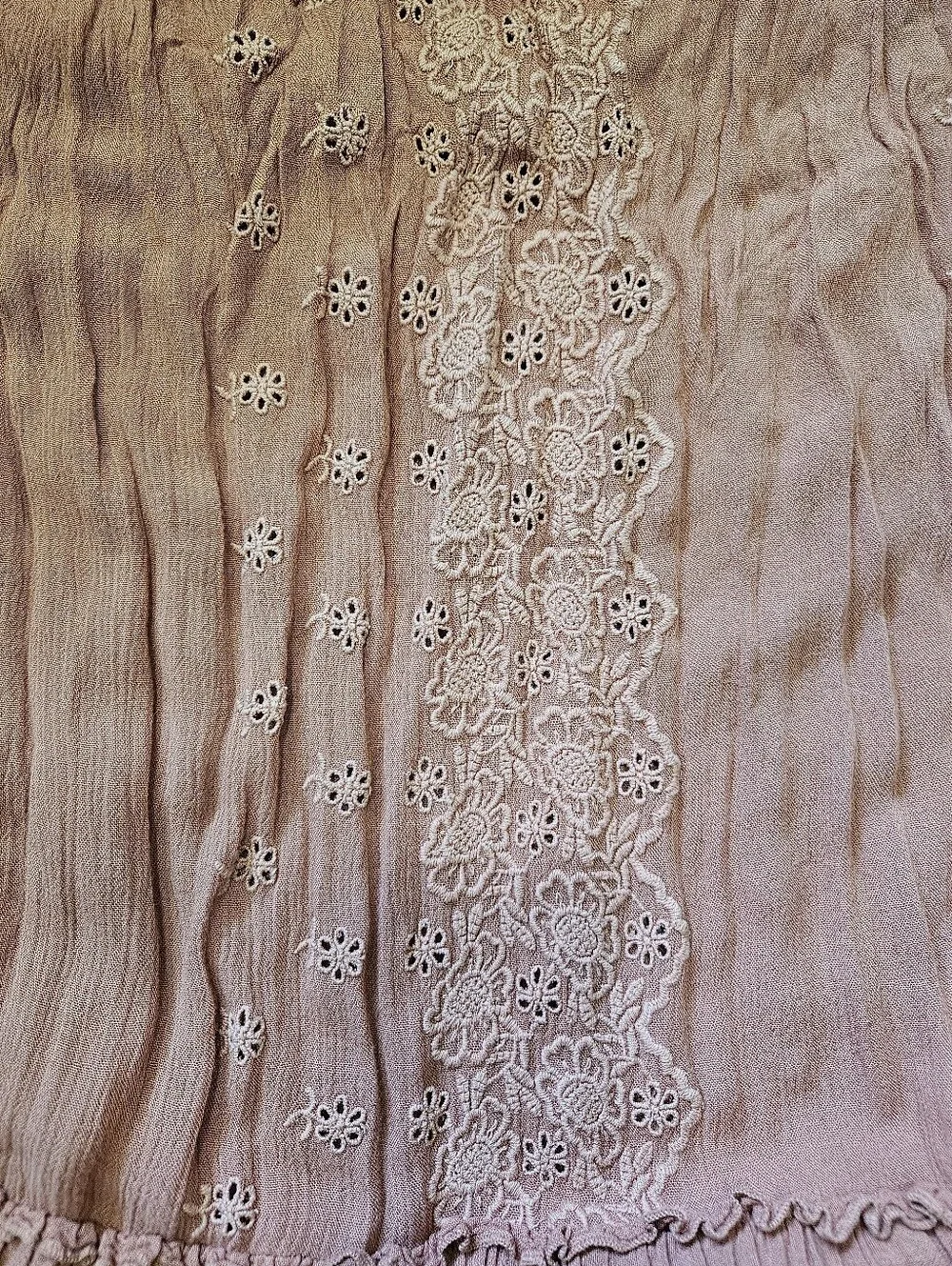 Free People Boho Embroidered Smocked Waist Maxi Skirt | Size Small
